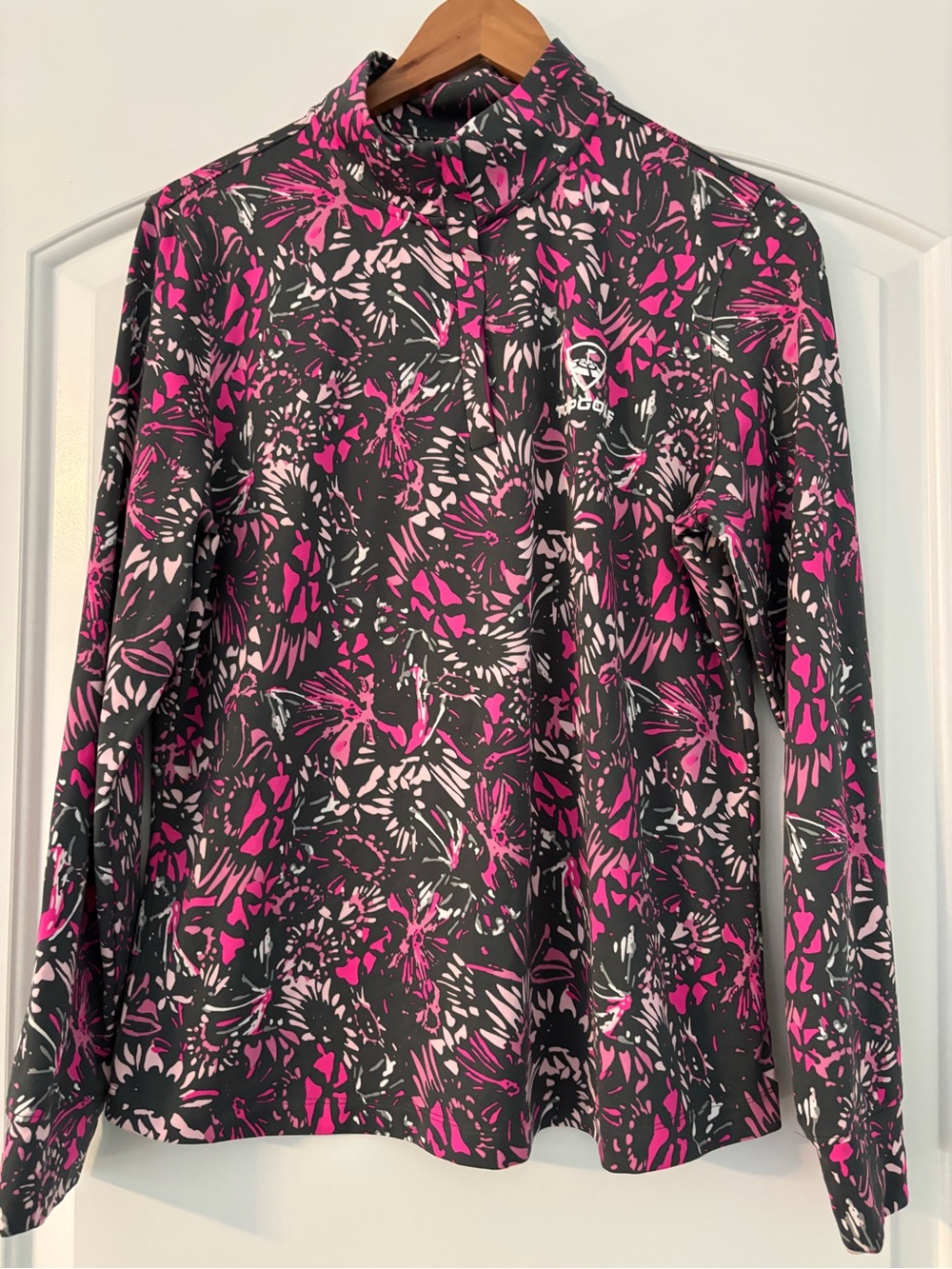Under Armour Topgolf Women's Performance Quarter-Zip Pullover Floral Pink LG